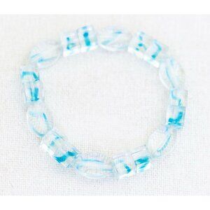 7 inch, Vintage Stylish Translucent Blue Elegant Plastic Beaded Bracelet - AB2